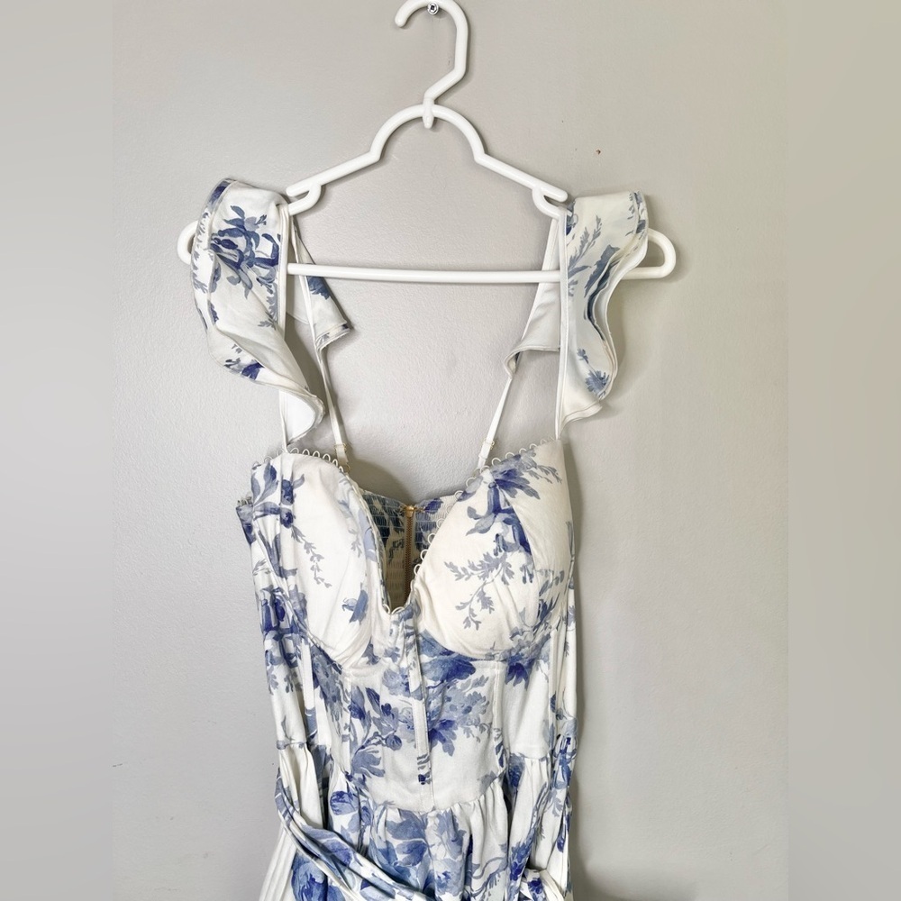 NWT V.Chapman Vera Ruffle Strap Corset Side Slit Midi Dress Size XL /14 - Picture 5 of 10